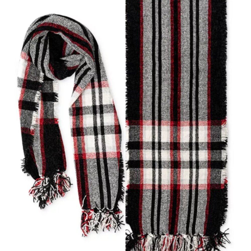Style & Co Chenille Plaid Fringe Scarf - NWT